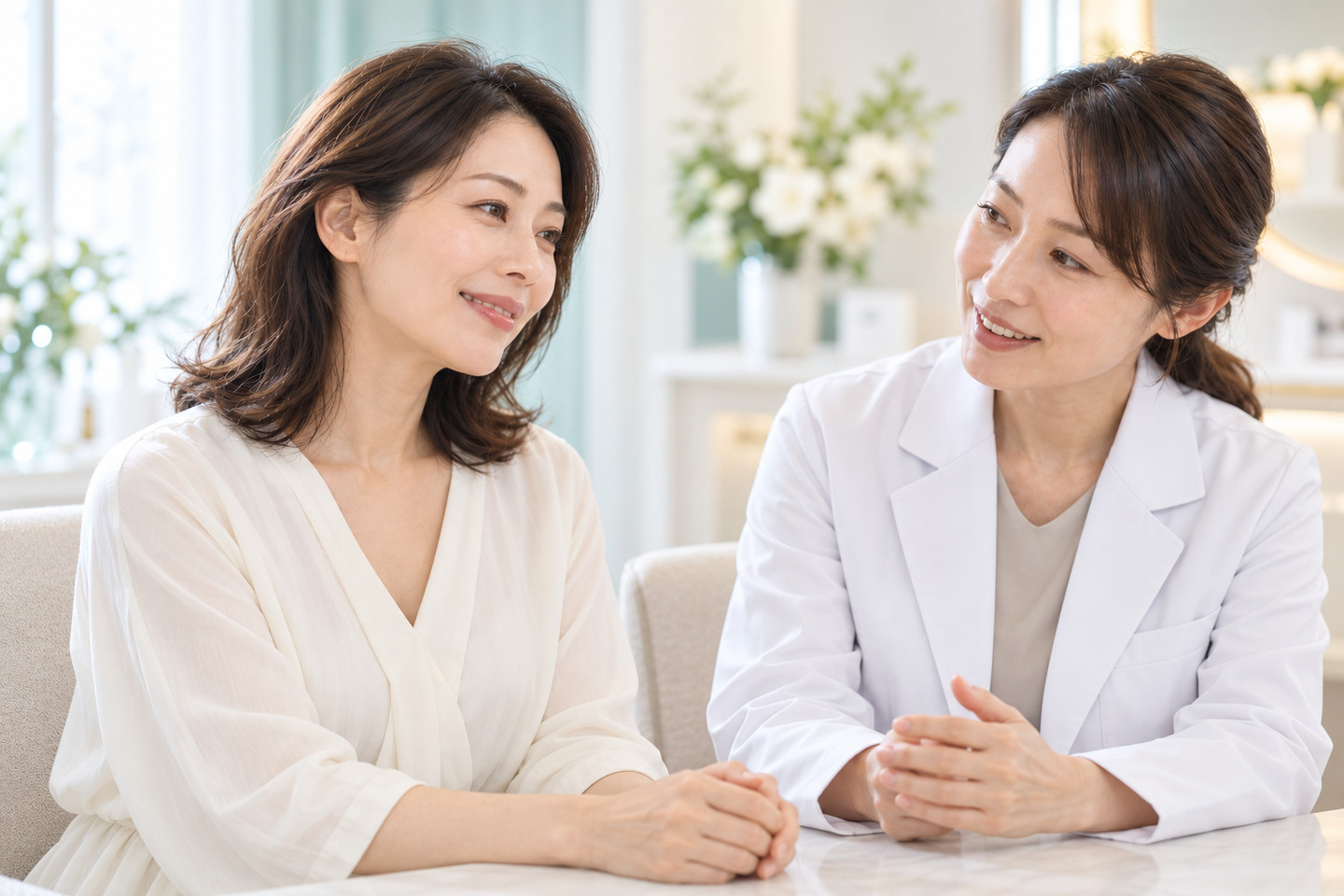 女性医師と穏やかに話す女性のイメージ